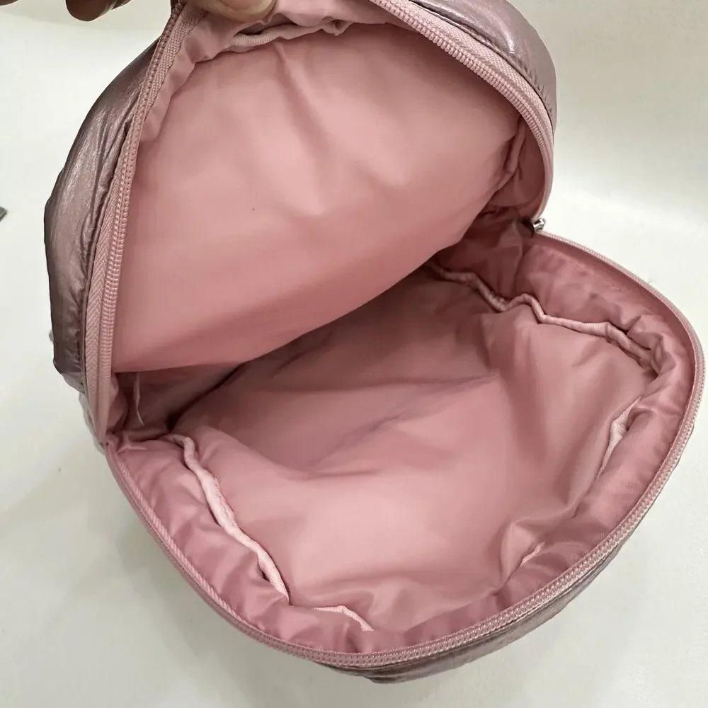 More Than Magic Backpack Kids Pale Pink Iridescent Metallic Heart Pocket Straps